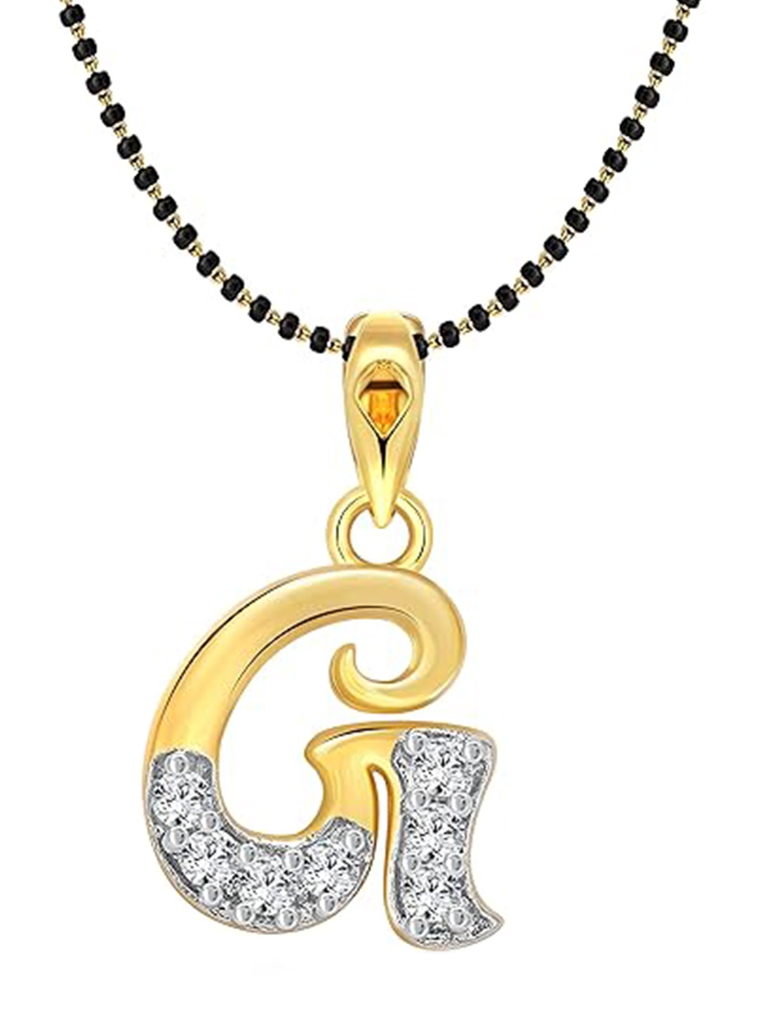

Vighnaharta Gold and Rhodium-Plated Artificial Stones Studded Mangalsutra