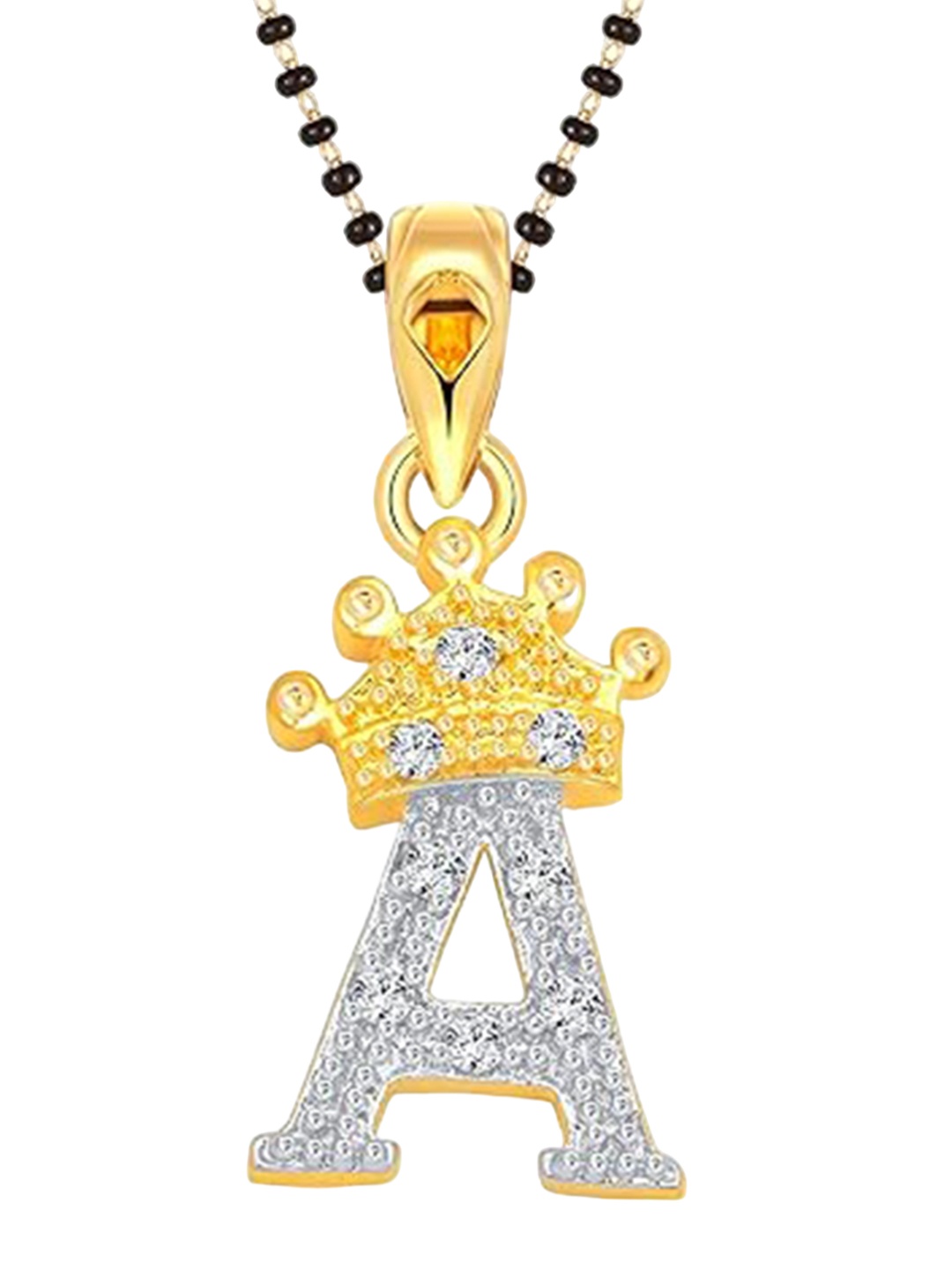 

Vighnaharta Gold-Plated Artificial Stones Studded & Beaded Mangalsutra