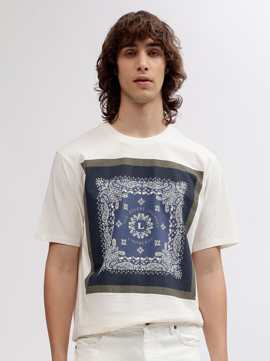 LINDBERGH Men Typography Printed T-shirt, White