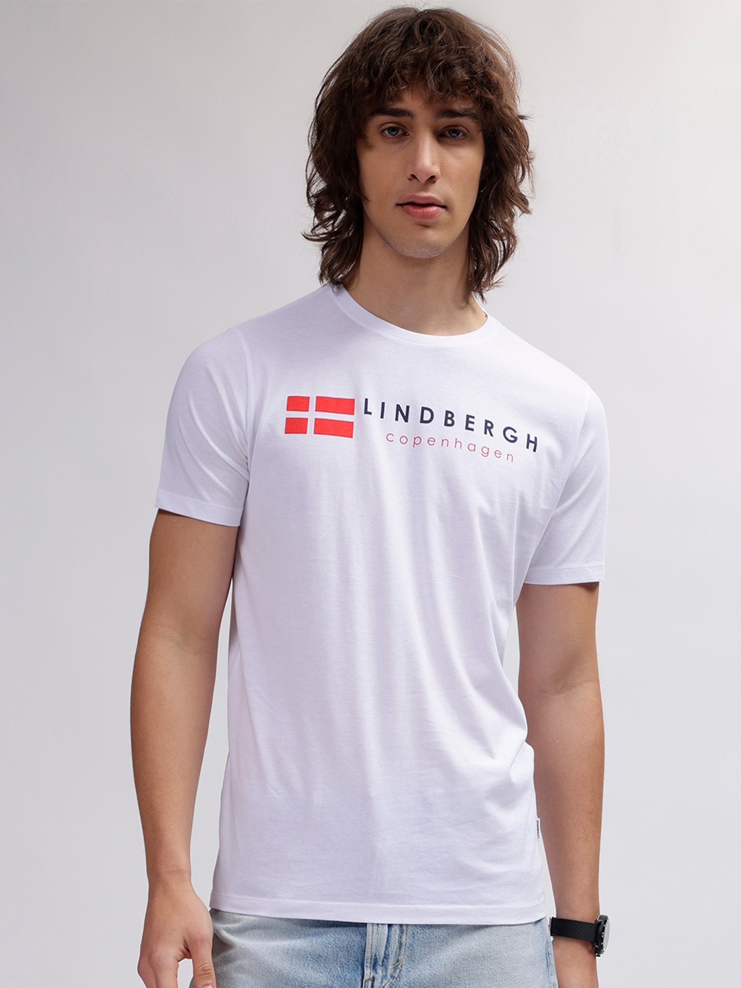 

LINDBERGH Men Typography Printed Applique T-shirt, White