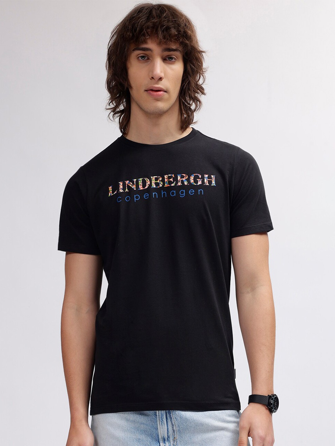 

LINDBERGH Men Typography V-Neck T-shirt, Black