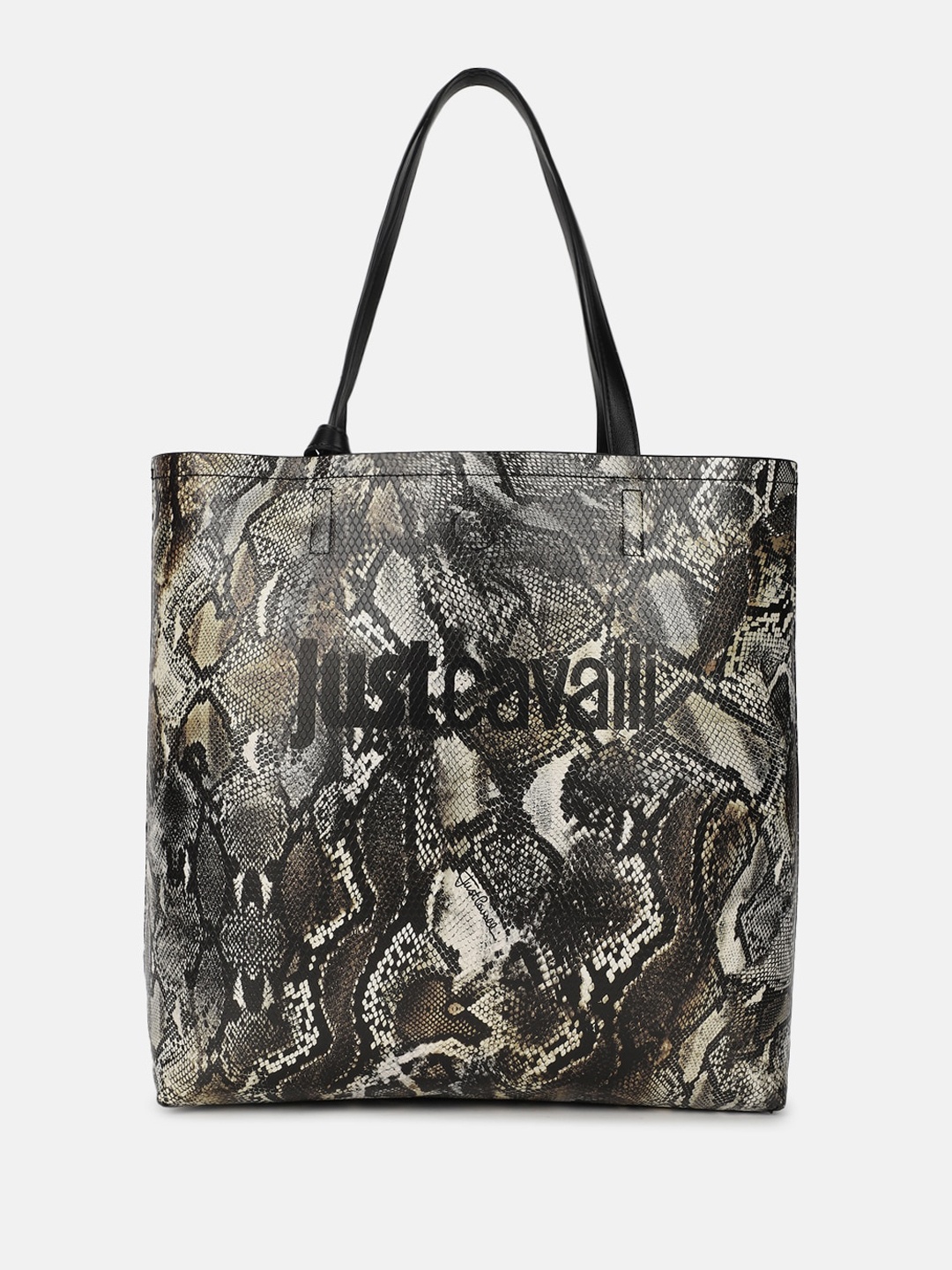 

Just Cavalli Animal Textured Shopper Tote Bag, Black
