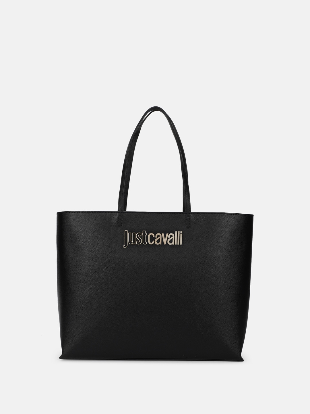 

Just Cavalli Typography Embellished Structured Shoulder Bag, Black