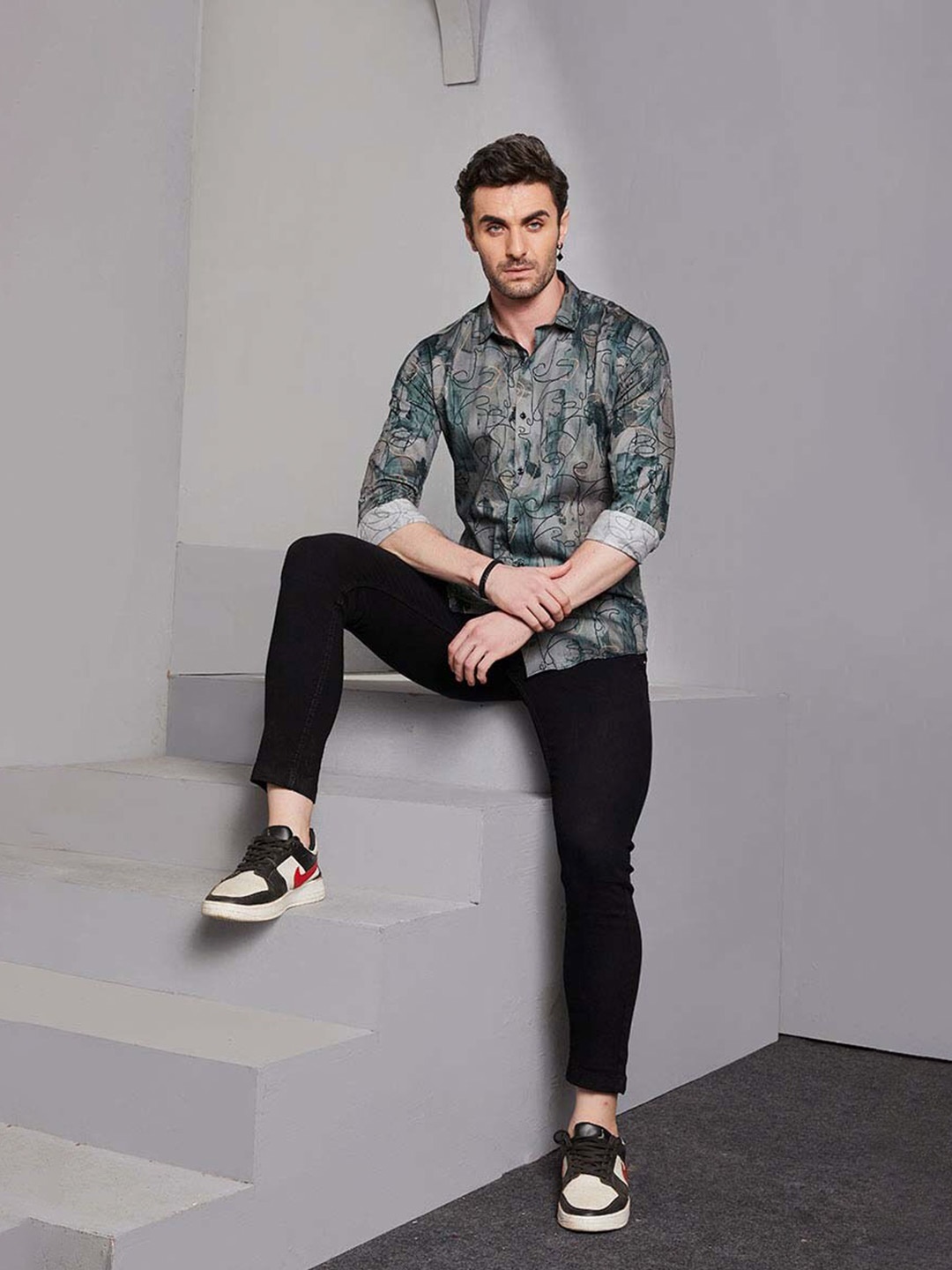 

ALMATY Men Comfort Slim Fit Floral Opaque Printed Party Shirt, Multi