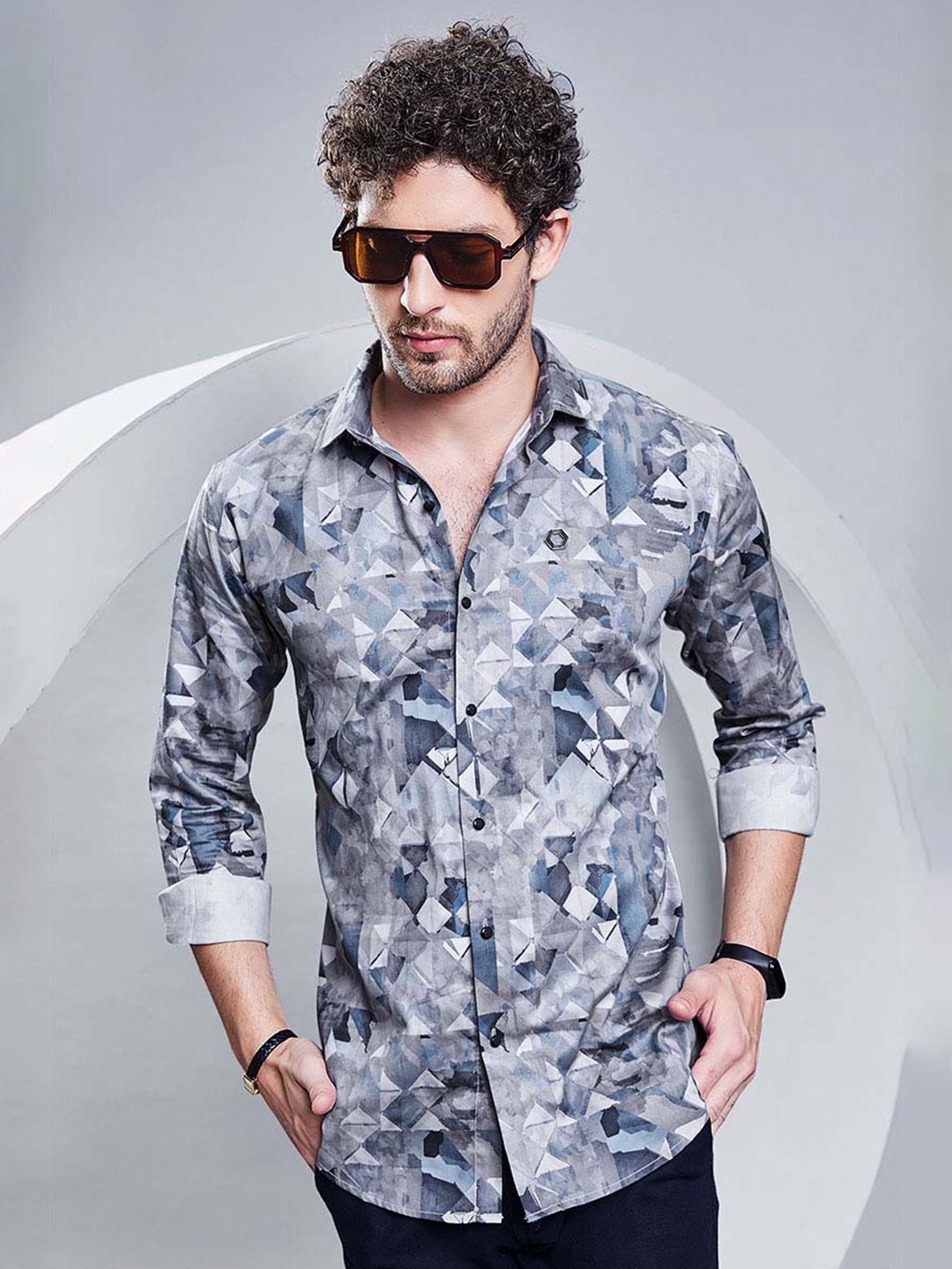 

ALMATY Men Comfort Slim Fit Opaque Printed Party Shirt, Multi