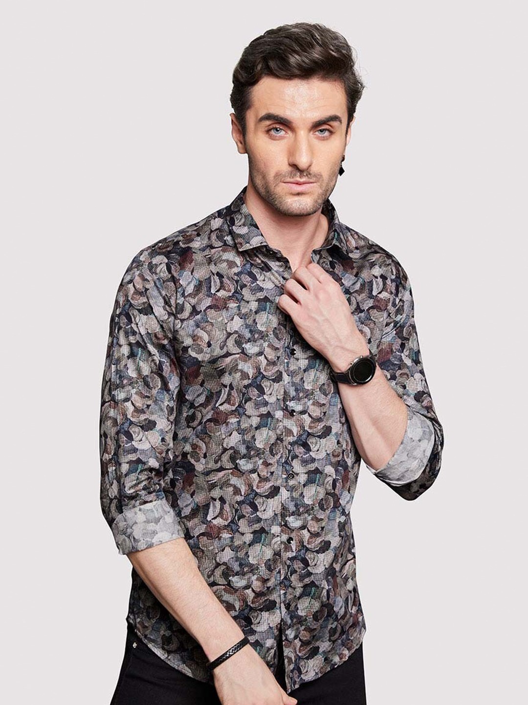 

ALMATY Men Comfort Slim Fit Floral Opaque Printed Party Shirt, Multi