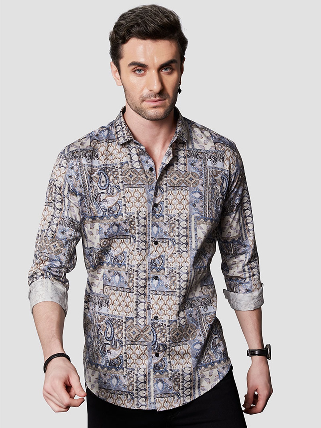 

ALMATY Men Comfort Slim Fit Opaque Printed Party Shirt, Multi