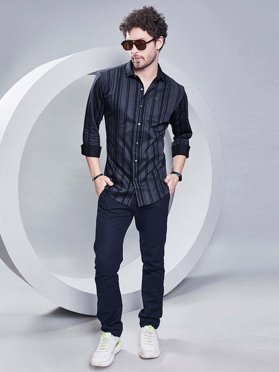 

ALMATY Men Comfort Slim Fit Opaque Party Shirt, Grey
