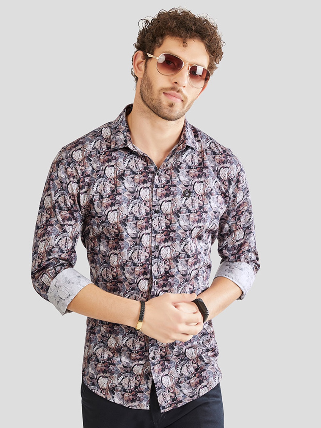 

ALMATY Men Comfort Slim Fit Floral Opaque Printed Party Shirt, Multi