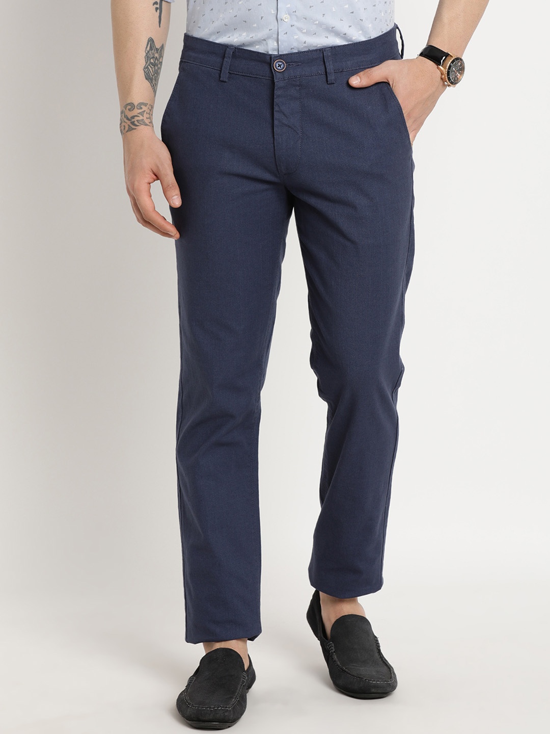 

Turtle Men Relaxed Skinny Fit Chinos Trouser, Blue