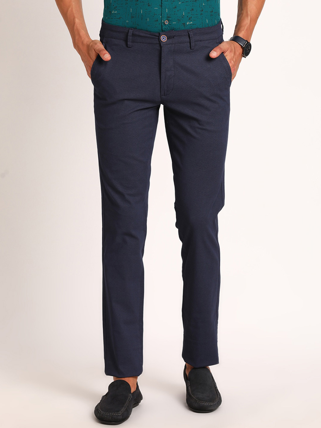 

Turtle Men Relaxed Skinny Fit Chinos Trouser, Navy blue
