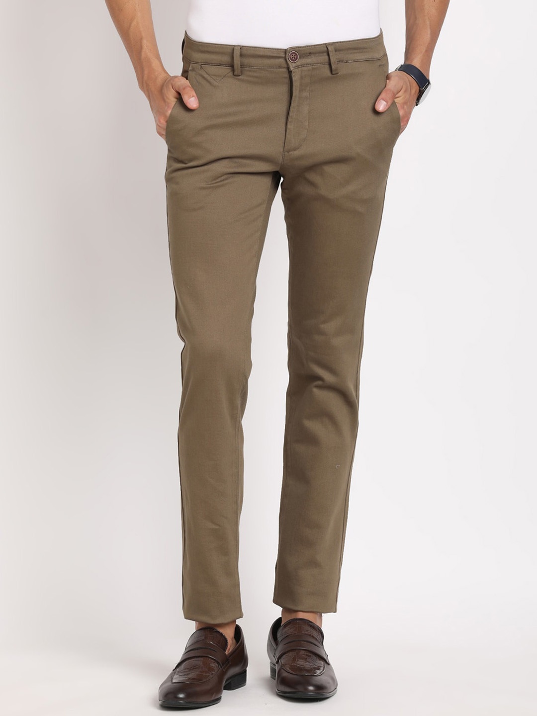 

Turtle Men Relaxed Skinny Fit Cotton Trouser, Khaki