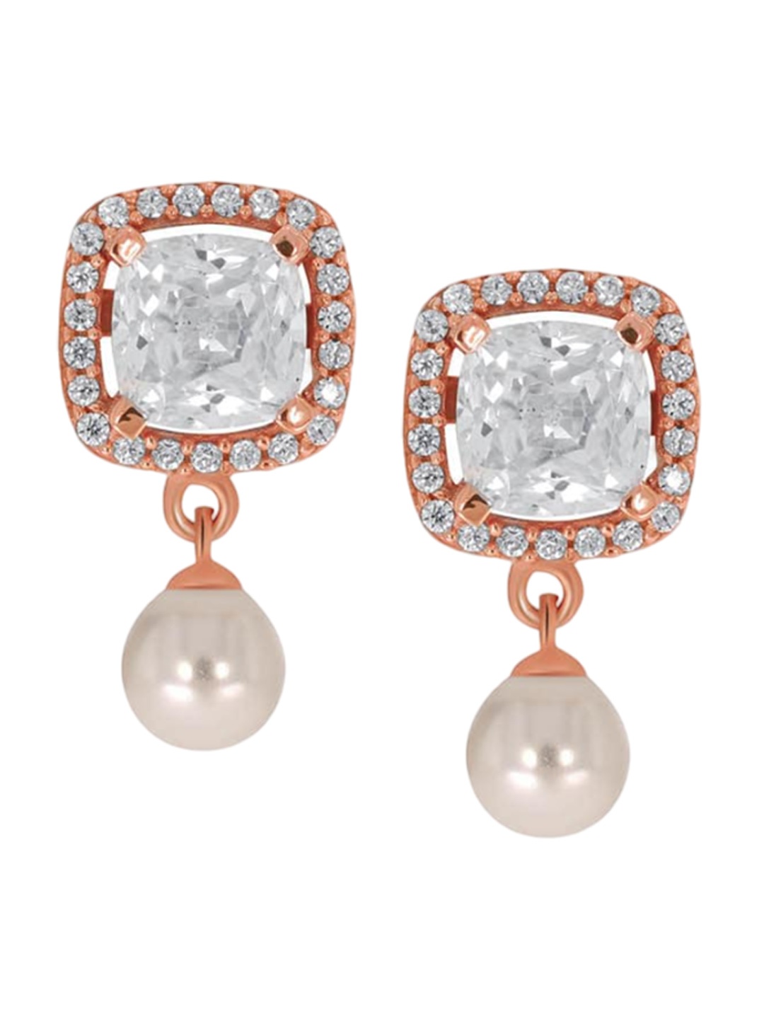 

SENCO 18KT Rose Gold Moissanite Studded Drop Earrings-2.9gm
