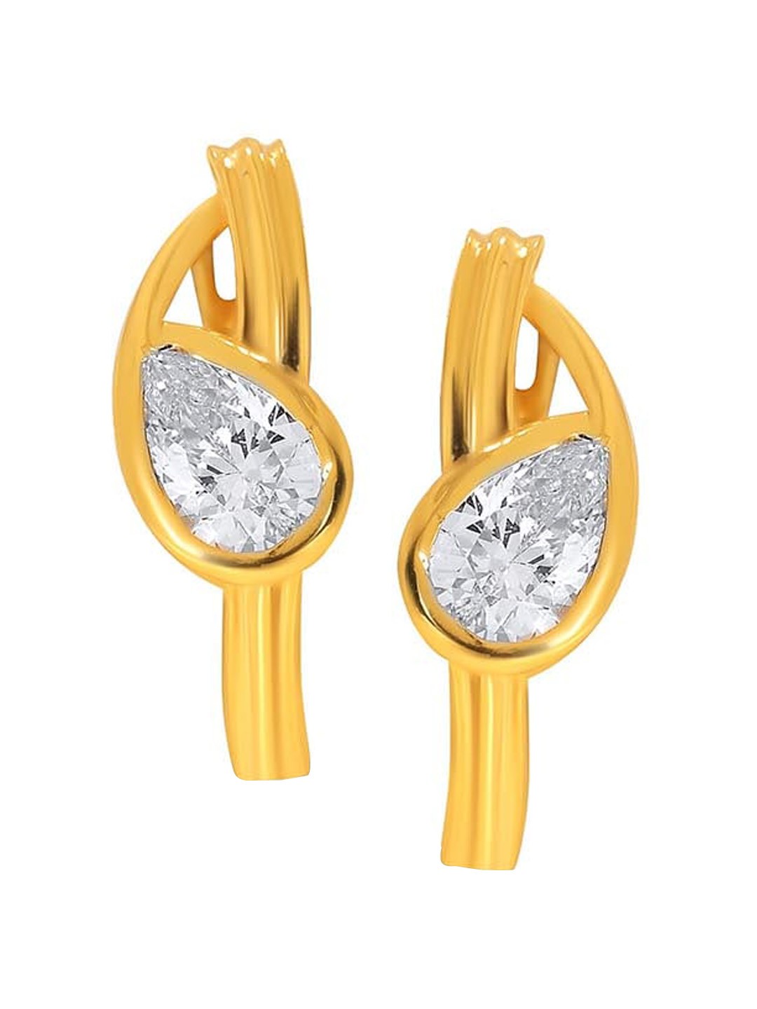 

SENCO 18KT Gold Moissanite-Studded Hoop Earrings-2.3gm, Yellow