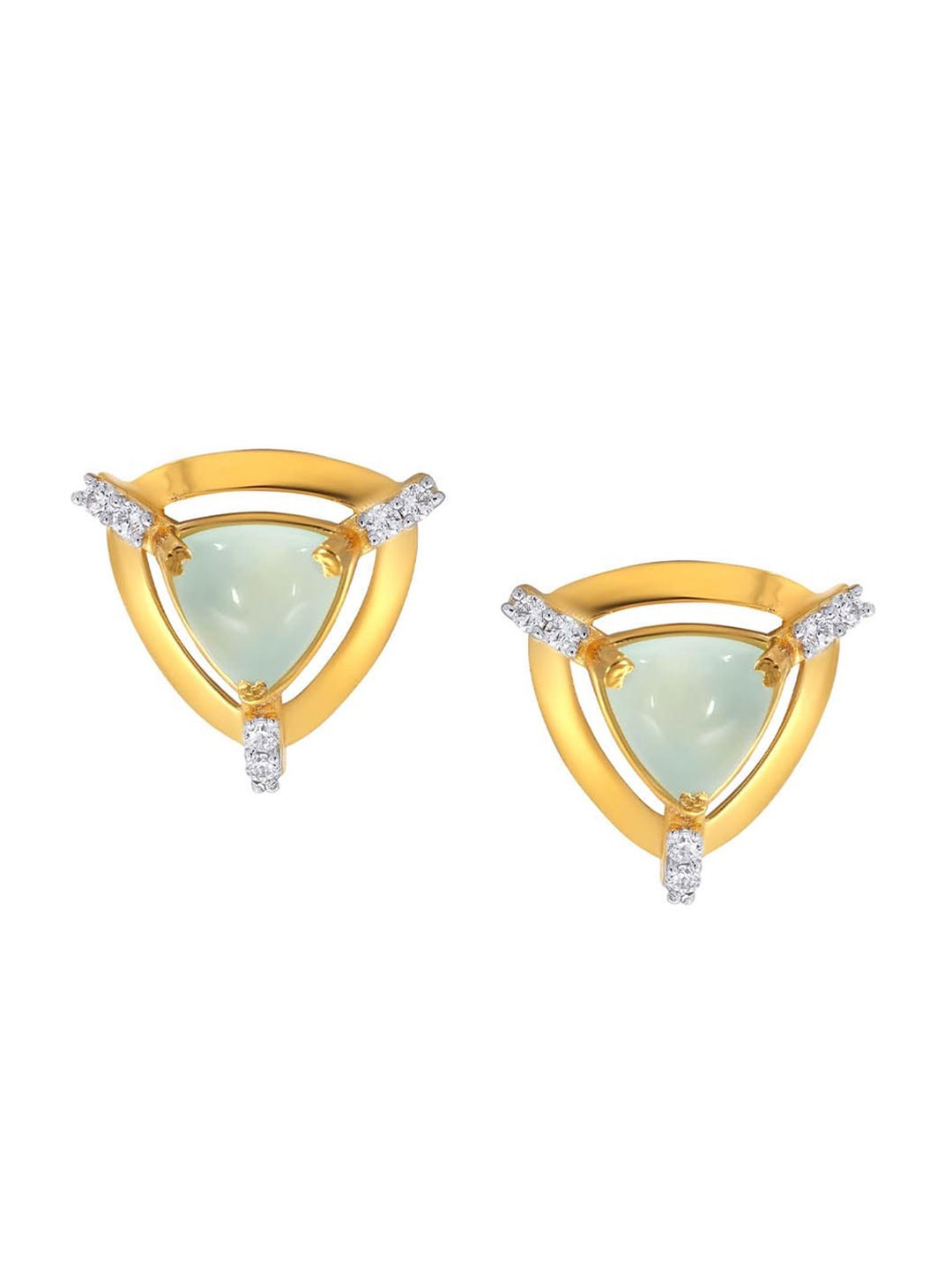 

SENCO 18KT Gold Gem Moissanite Stones Studded Stud Earrings-2.6gm