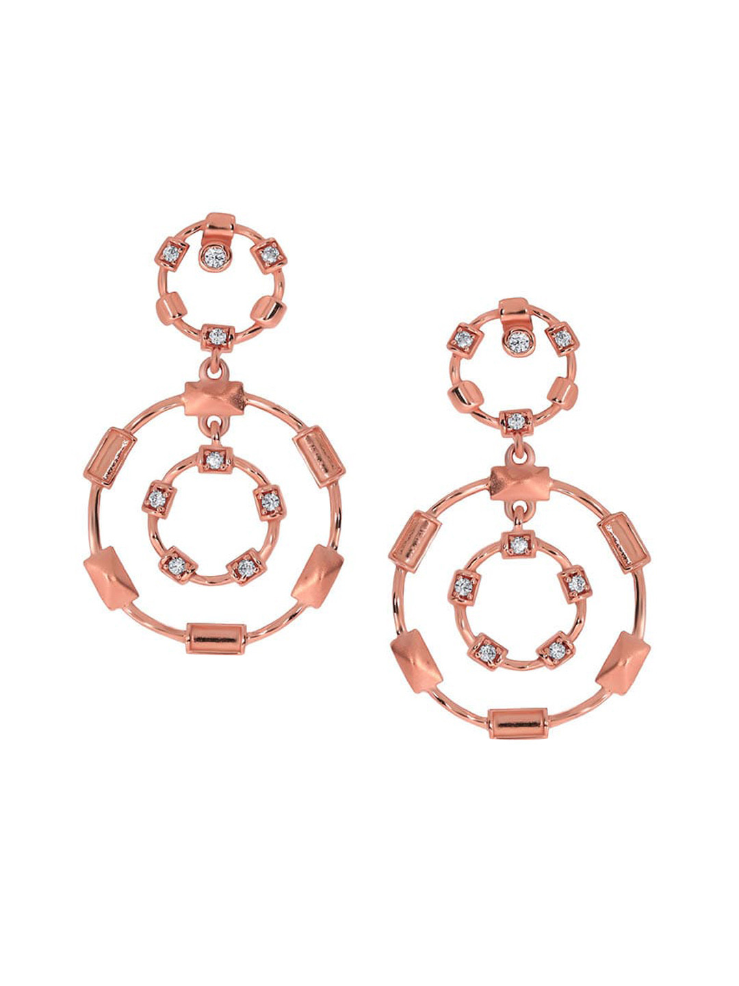 

SENCO 18KT Gold Moissanite Stones-Studded Drop Earrings 4.4gm, Rose
