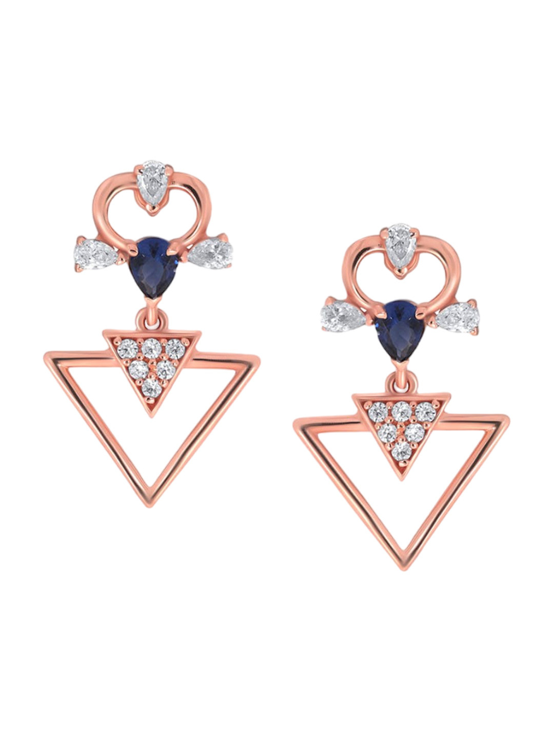 

SENCO 18KT Rose Gold Stones-Studded Drop Earrings 3.3gm