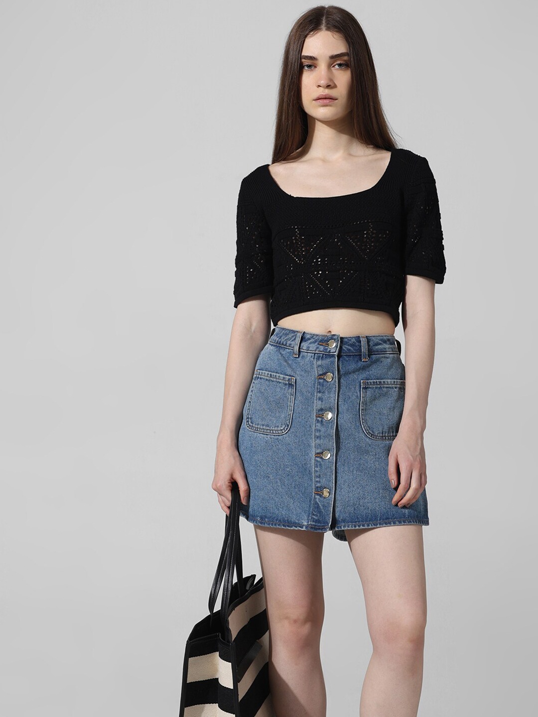 

ONLY Cotton Crop Top, Black