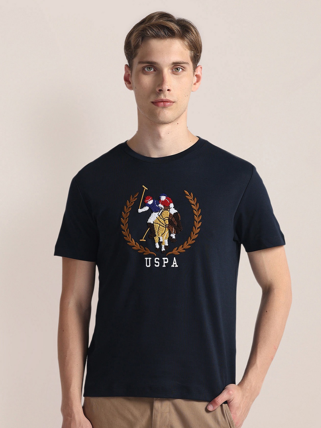 

U.S. Polo Assn. Men Typography Printed Slim Fit T-shirt, Blue