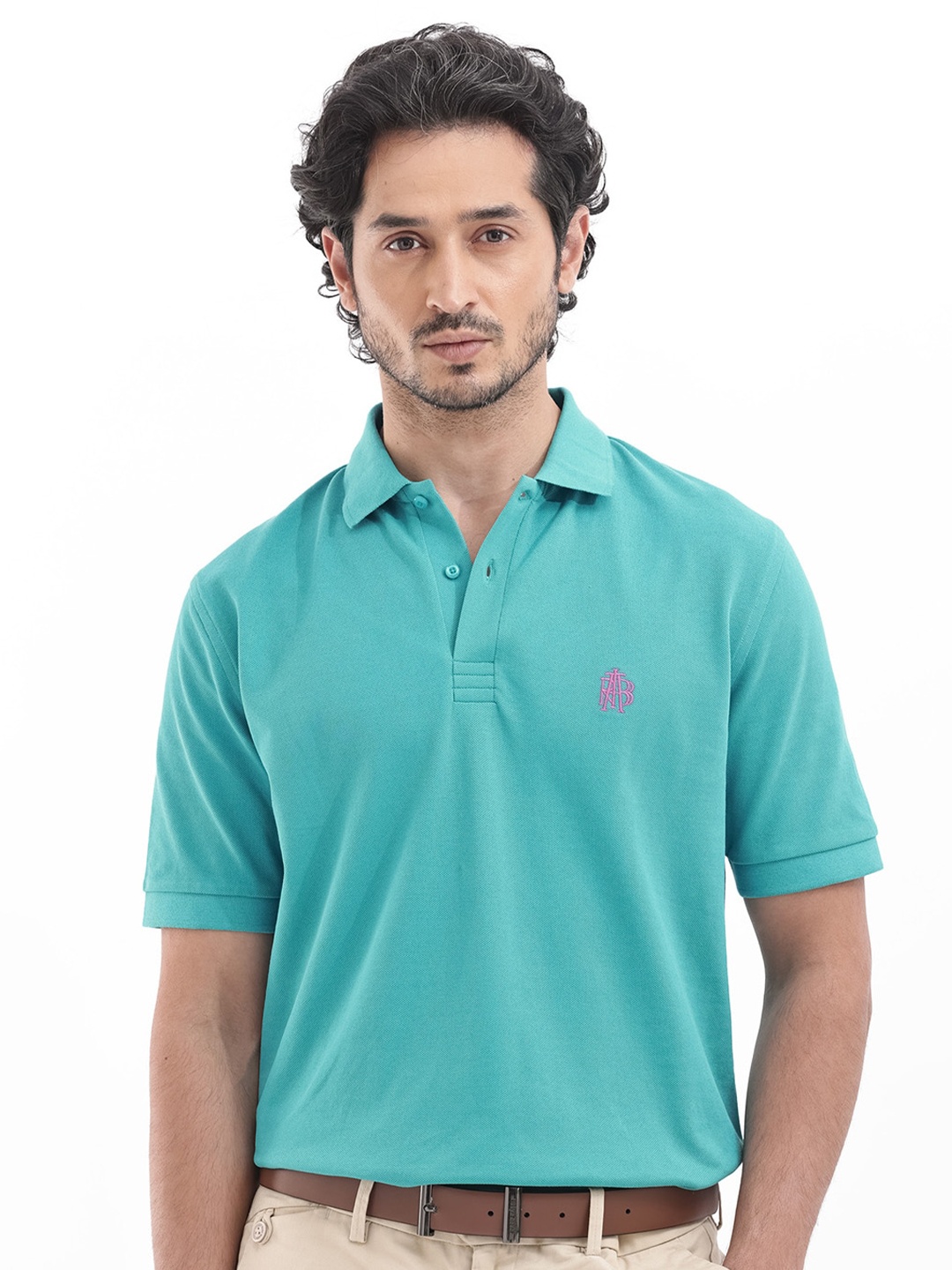 

RARE RABBIT Men Paret-Bright Regular Fit Polo Collar T-Shirt, Teal