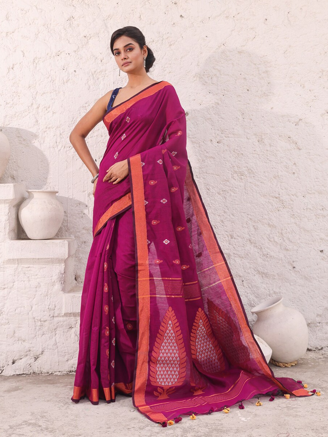 

Charukriti Woven Design Zari Saree, Purple