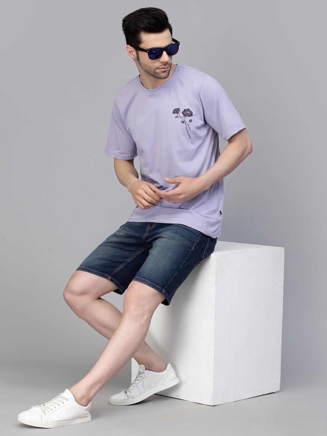 

Rigo Printed Jersey Drop Shoulder Oversized T-shirt, Purple