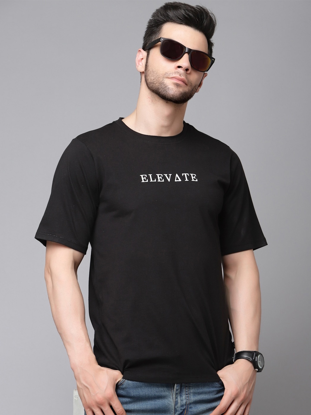 

Rigo Printed Jersey Drop Shoulder Oversized T-shirt, Black