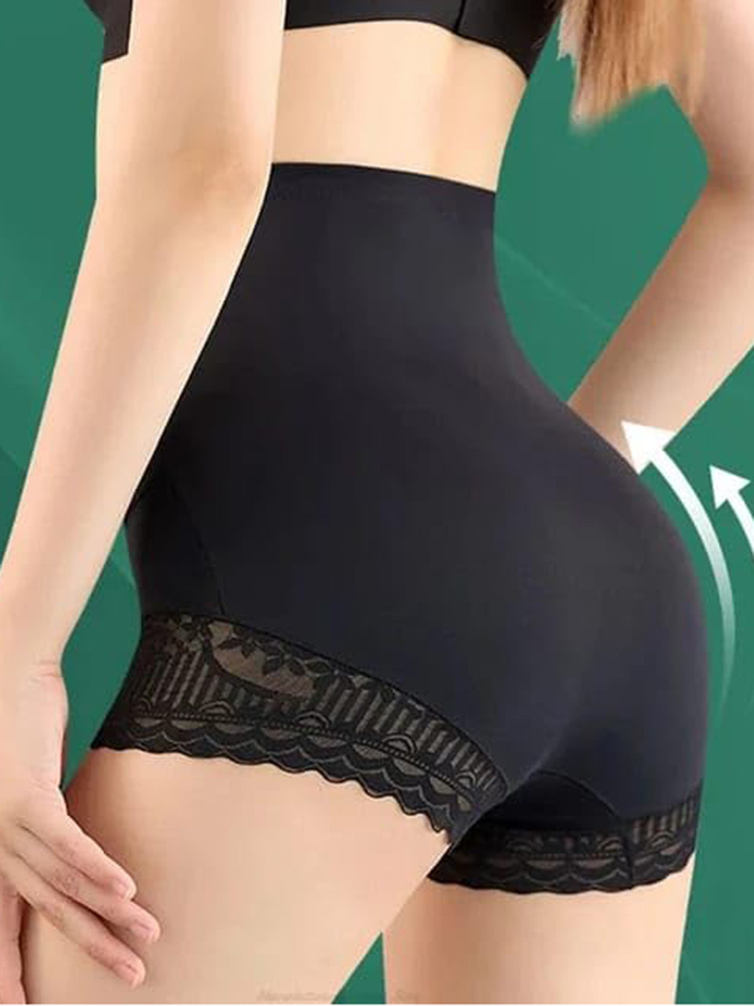 

CareDone Self Design Cotton Tummy & Thigh Shapewear, Black