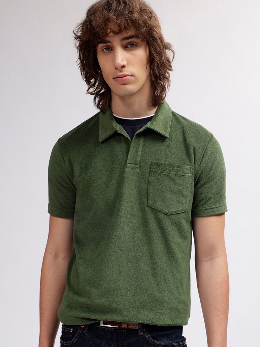 

GANT Solid Polo Neck Regular Fit T-Shirt, Green