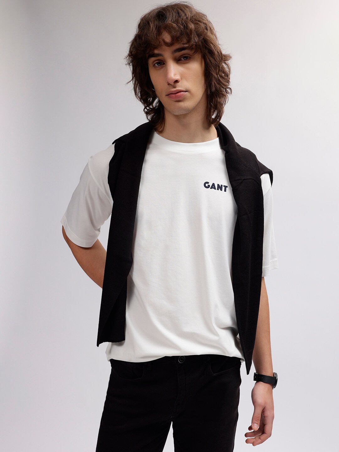 

GANT Solid Round Neck Baggy T-Shirt, Off white