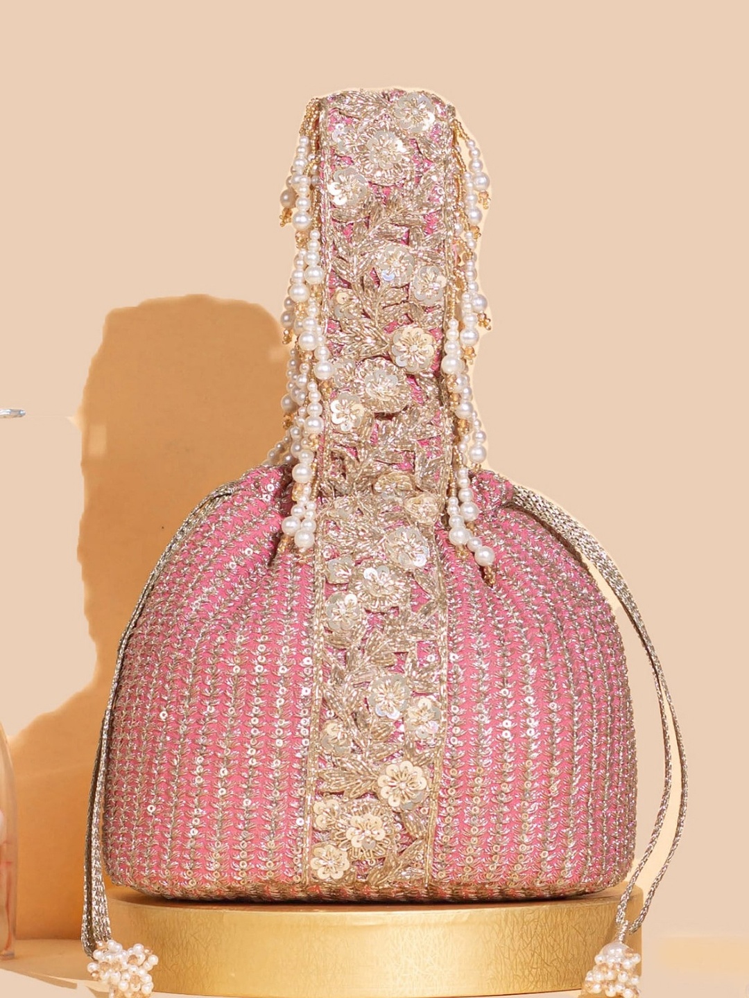 

AMYRA Embellished Potli Clutch Bag, Pink