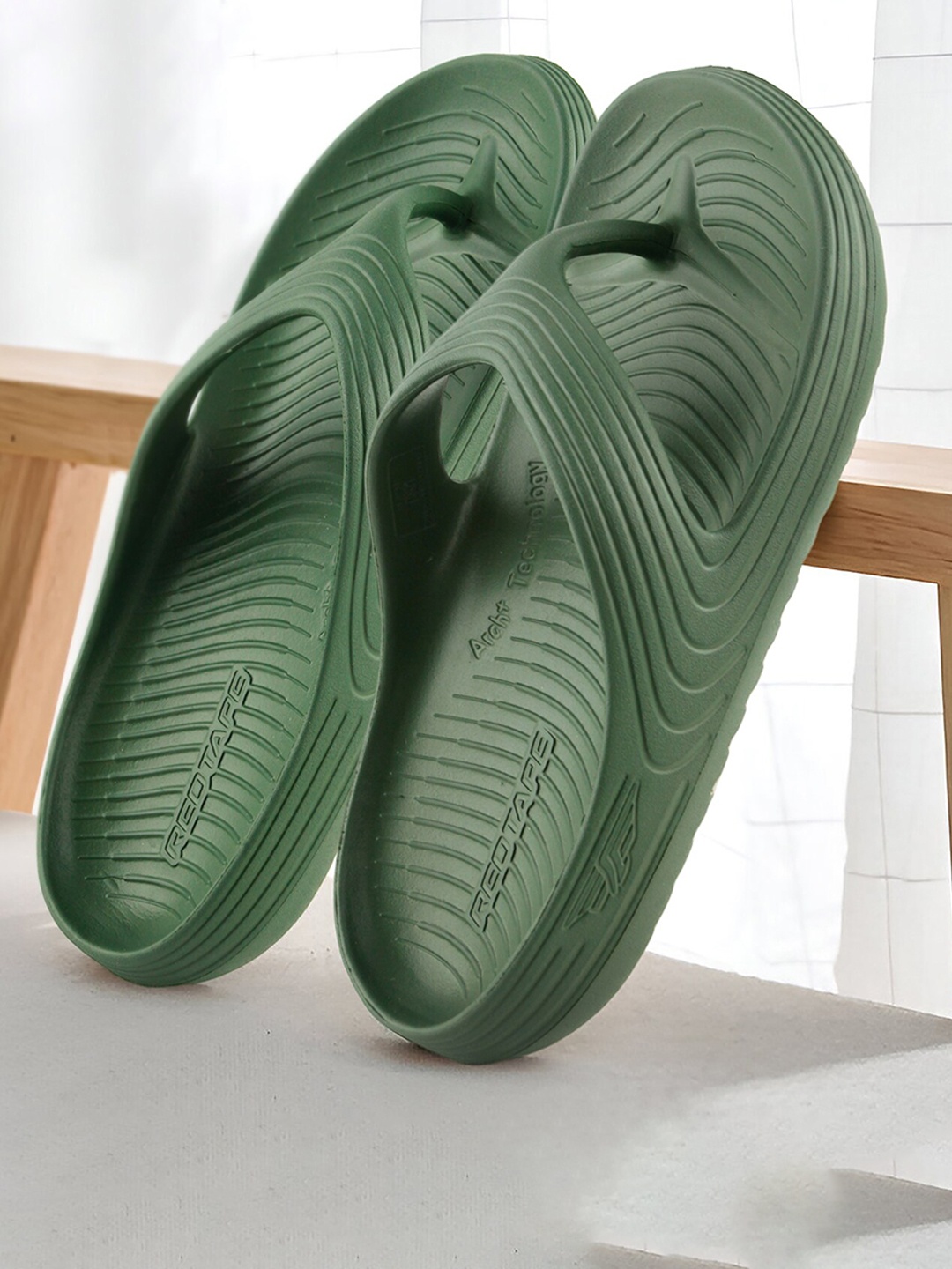 

Red Tape Men Textured Thong Flip-Flops, Olive