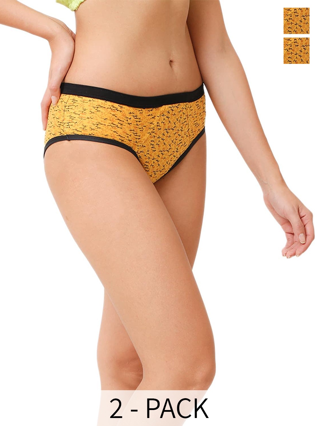 

CareDone Pack of 2 Printed Period Briefs, Yellow