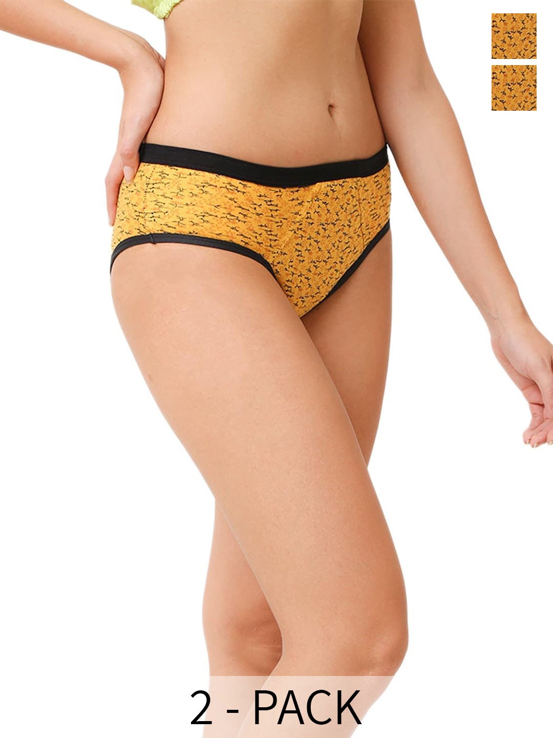 

CareDone Pack Of 2 Printed Cotton Leak-Proof Period Briefs, Yellow