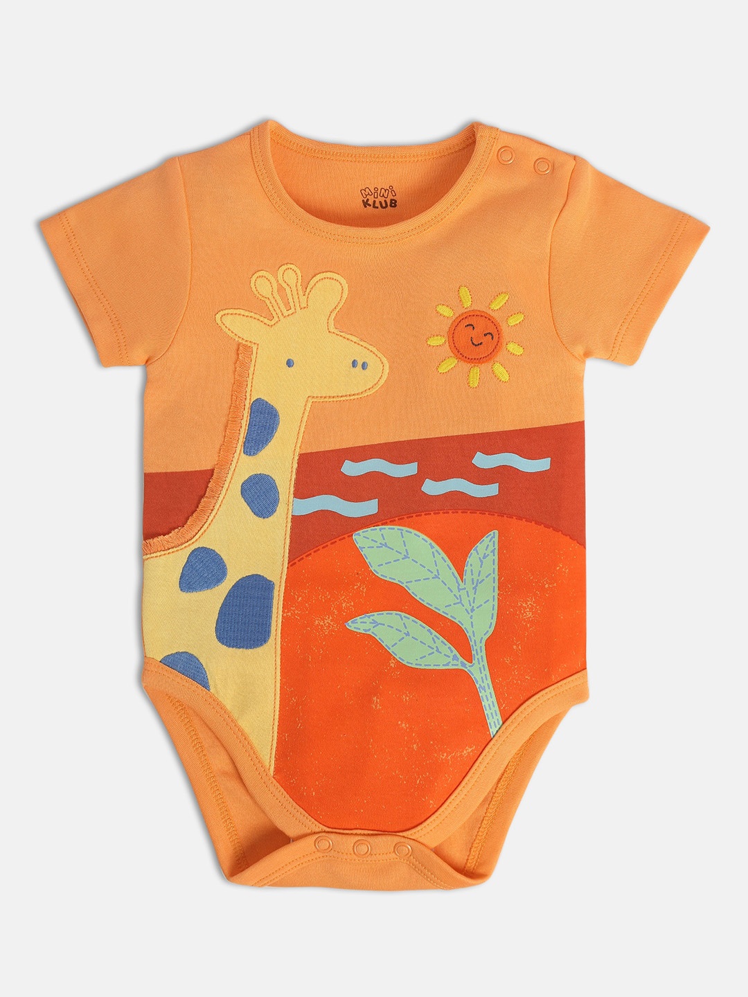 

MINI KLUB Infant Graphic Printed Pure Cotton Bodysuit, Orange