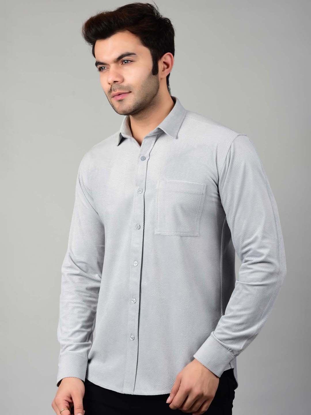 

4400BC Spread Collar Long Sleeves India Slim Regular Fit Casual Shirt, Grey