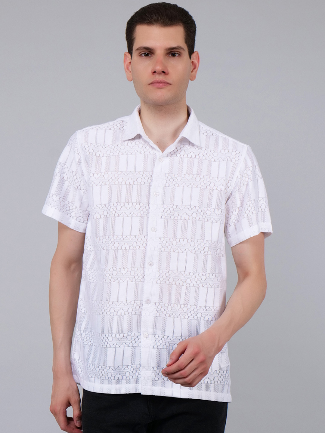 

4400BC Men Opaque Printed Casual Shirt, Blue