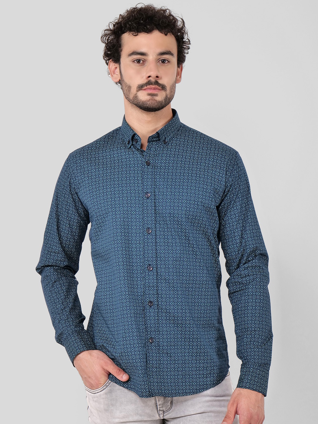 

4400BC Men Opaque Checked Casual Shirt, Navy blue