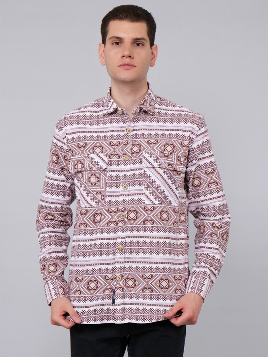

4400BC Men Relaxed Opaque Printed Casual Shirt, Multi