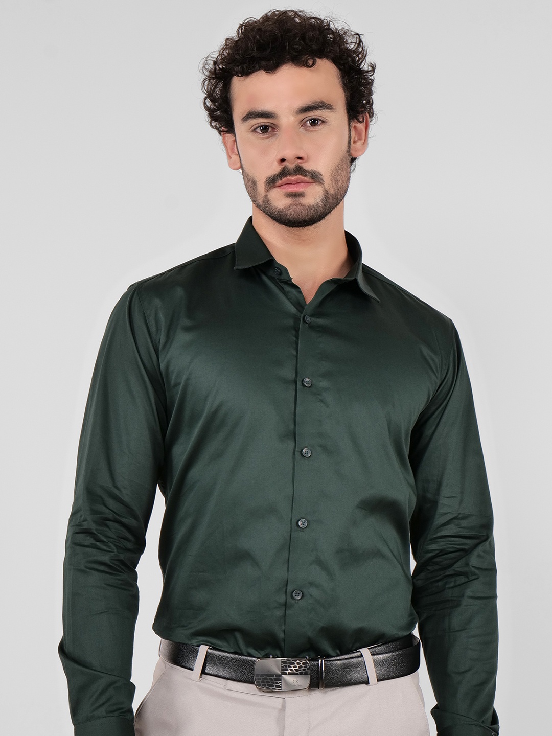 

4400BC Men Opaque Casual Shirt, Green