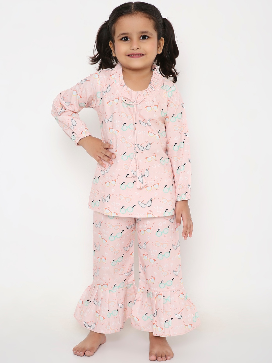 

BAESD Girls Conversational Printed Pure Cotton Top & Pyjamas, Pink