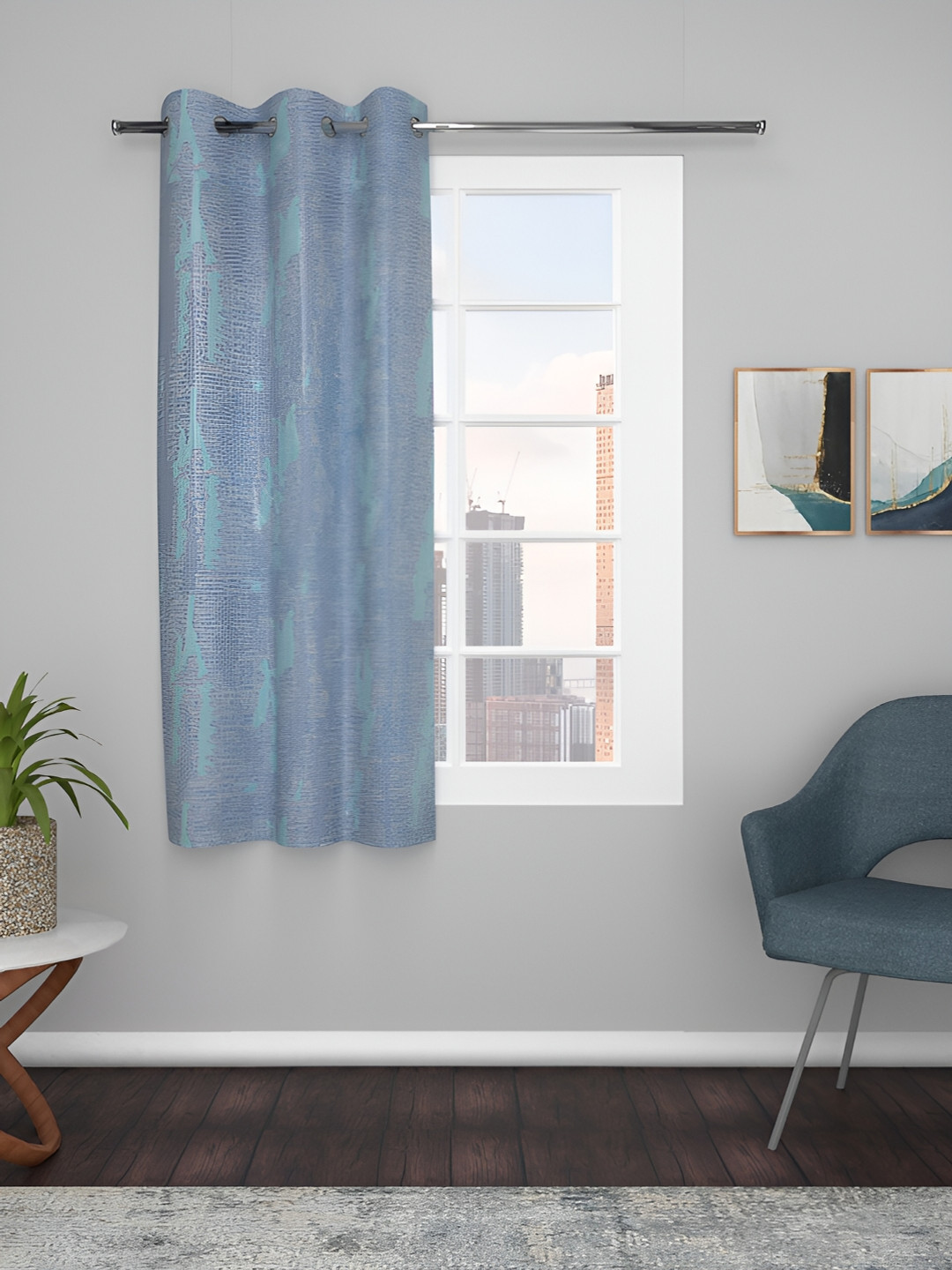 

THE CONVERSION Blue Striped Room Darkening Window Curtain