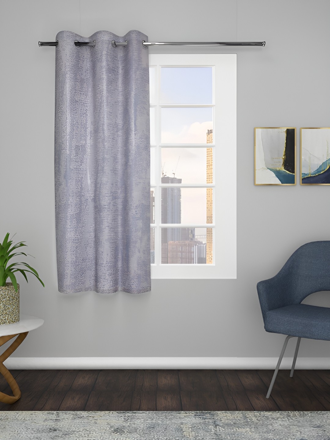 

THE CONVERSION Grey Striped Room Darkening Window Curtain