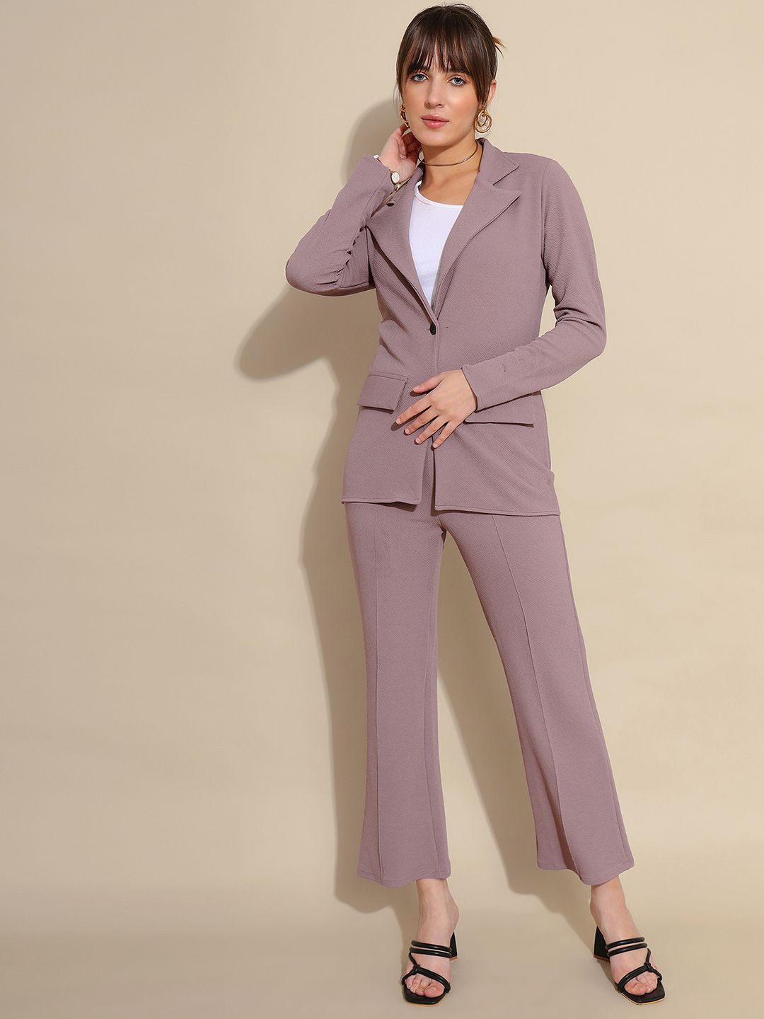 

Selvia Long Sleeve Blazer & Trouser Co-Ord Set, Mauve