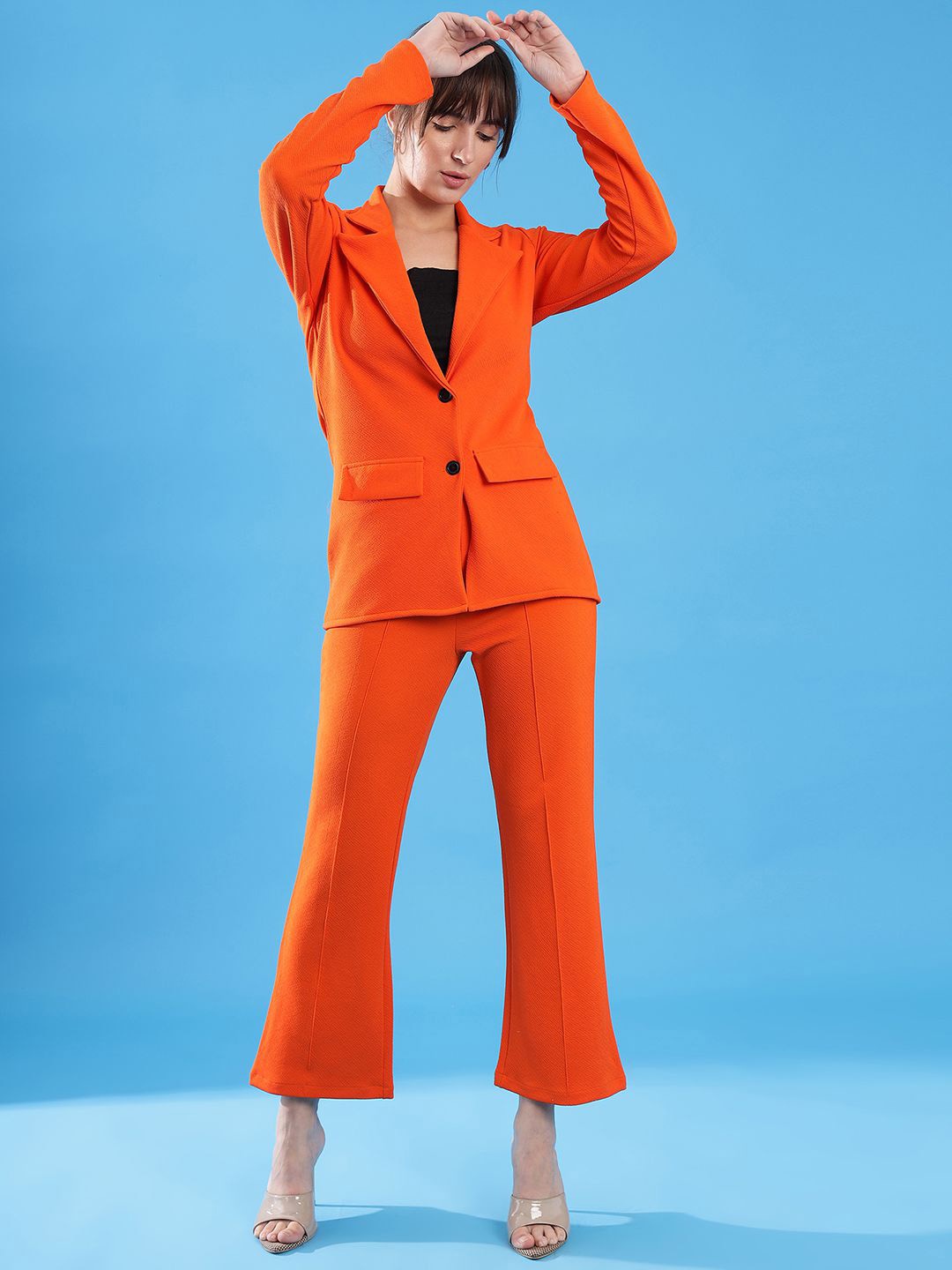 

Selvia Long Sleeved Blazer & Trouser Co-Ord Set, Orange