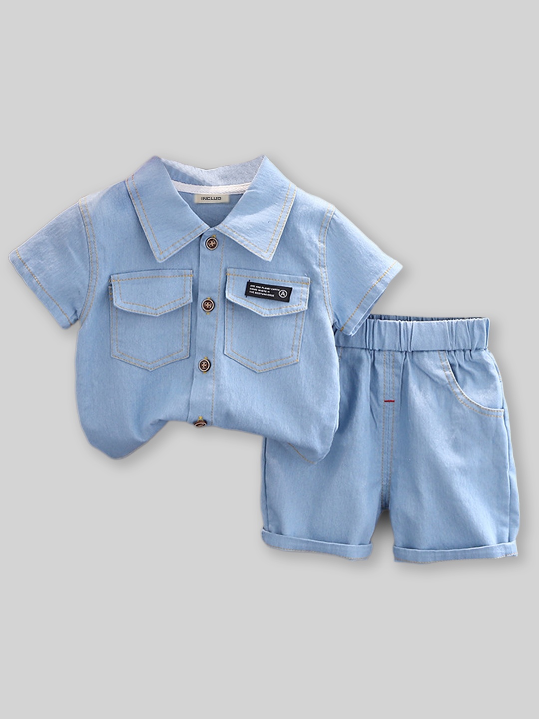 

INCLUD Boys Shirt with Shorts, Blue
