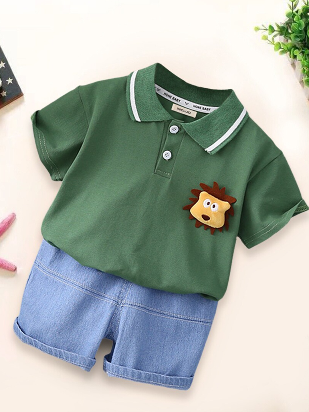 

INCLUD Boys Cotton T-shirt with Shorts, Green