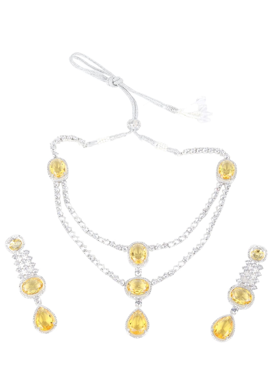 

ODETTE Silver-Plated Zircon-Studded Necklace And Earrings