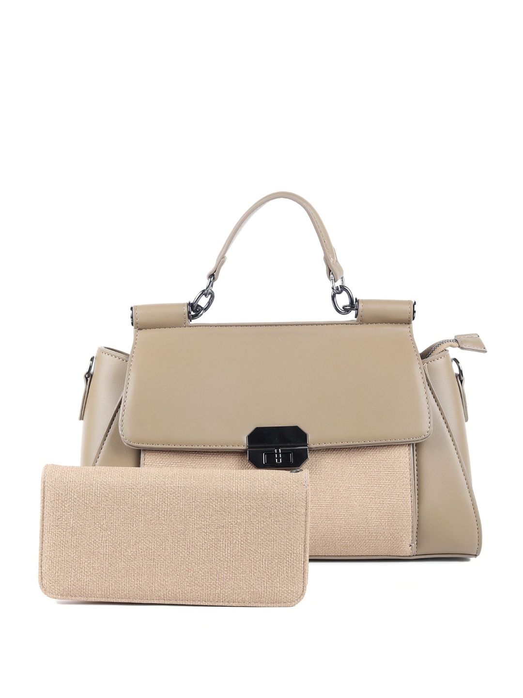 ODETTE Oversized Bucket Handheld Bag With Pouch, Brown