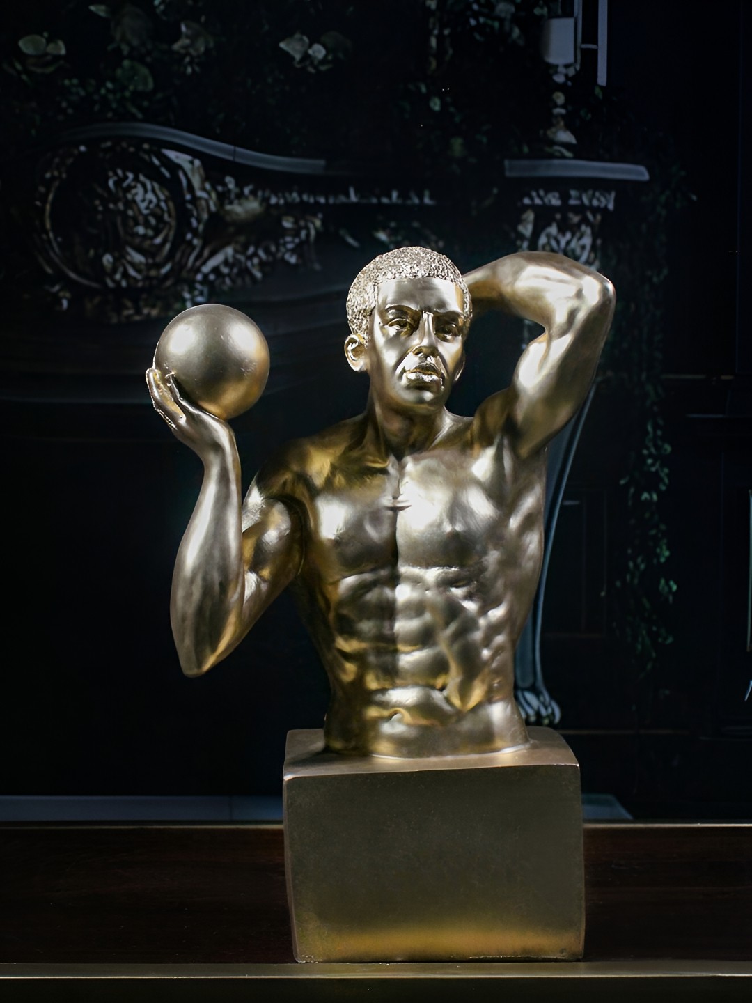 

THE WHITE INK DECOR Gold-Toned Athlete Figurine Showpiece